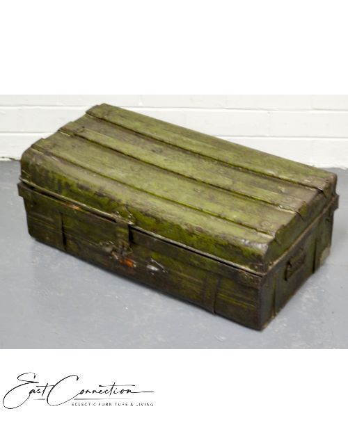 Vintage Metal Travel Trunk Storage  Box