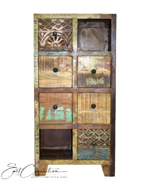 Recycled Timber Tall 6 Drawer Unit