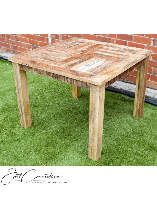 Plantation Mango Timber Distressed Country Square Dining Table (4 Seat) 