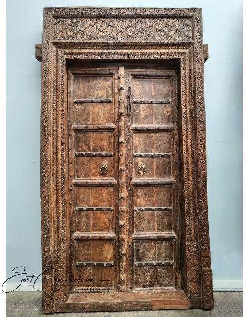 Hand Carved Frame Antique Timber Metal Detail Indian Doors