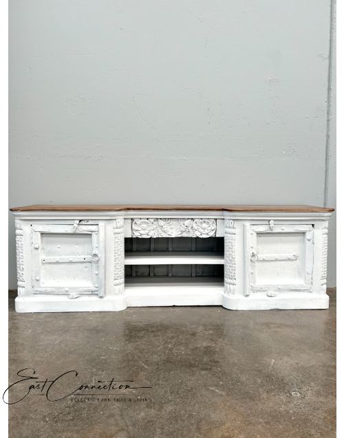 Rustic White French Country Shabby Chic Entertainment TV Unit