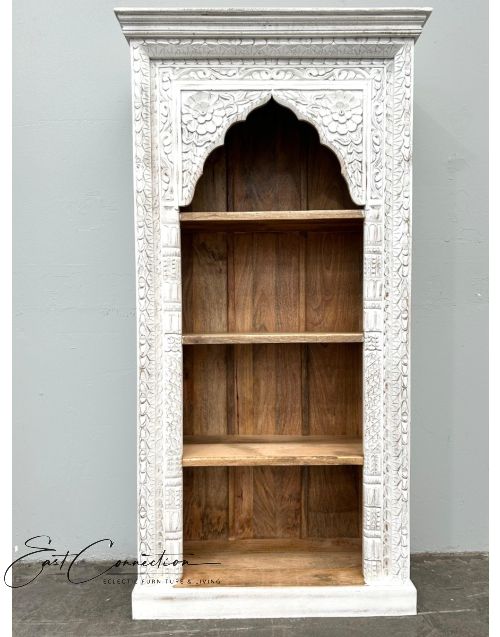 Antique Mehrab Hand Carved Indian Timber Bookshelf