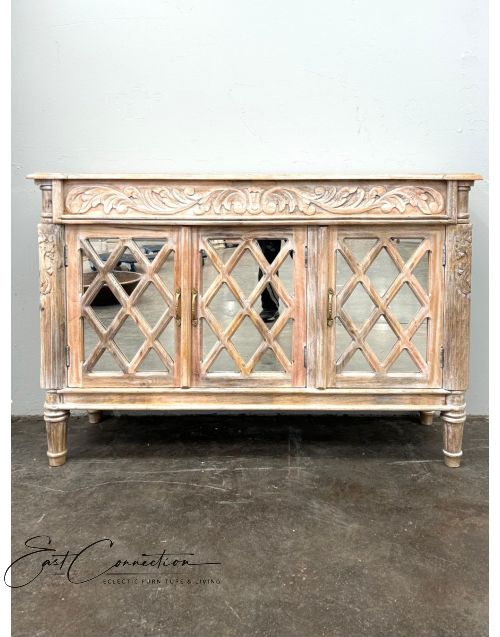 Blue & white Sandblasted French Provincial Shabby Chic Sideboard Cabinet