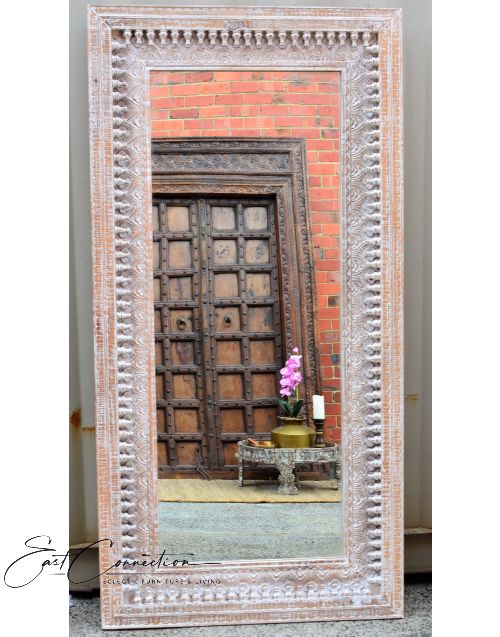 Indian Hand Carved Shabby Chic Full Length Mirror