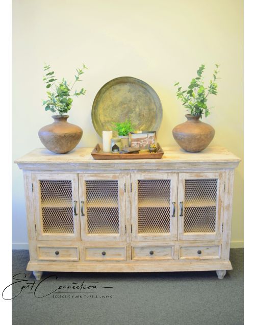 White French Provincial Wire Door Buffet Sideboard