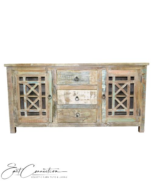 Glass Door French Provinicial Sideboard with drawers