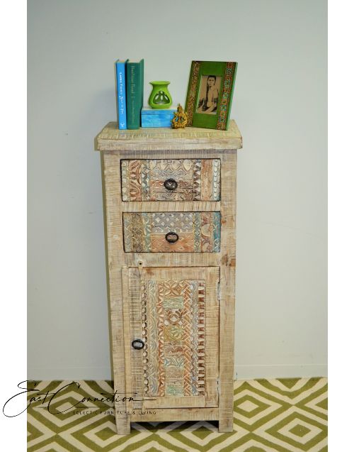 Hand Carved Shabby Chic Timber Tallboy