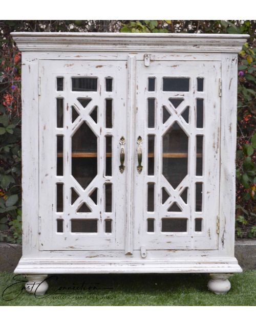 White Glass Door French Provincial Sideboard Cabinet