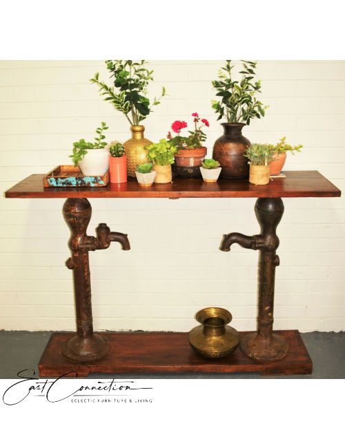 Reclaimed Timber Industrial Water Pump Console  Hall Table