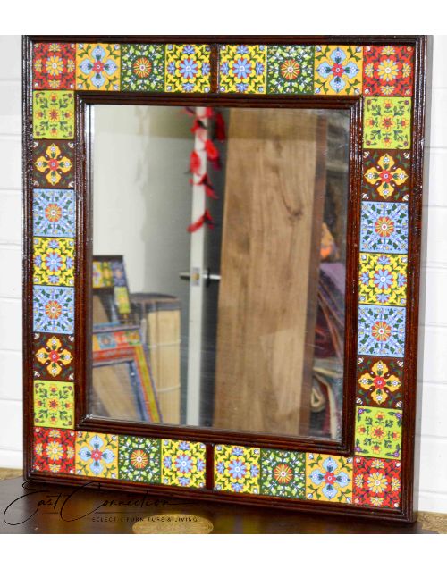 Vintage Handpainted Moroccan Tile  Mirror