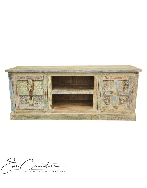 Hand Carved Shabby Chic TV Unit