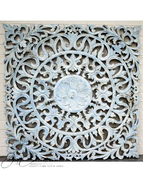 Hand Carved Antique Pattern Timber Wall Art Panel
