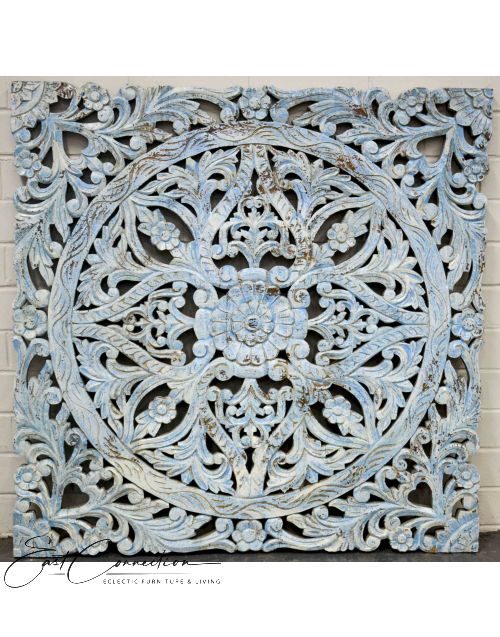 Hand Carved Timber Antique Floral Wall Art