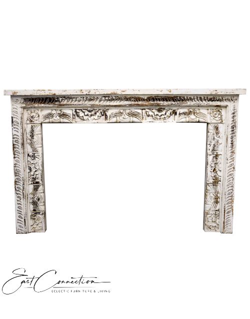 White Handcarved Floral Shabby Chic Console Table