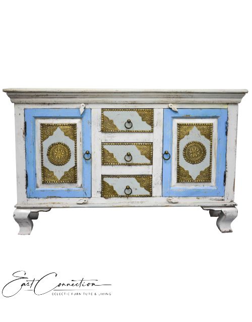 Shabby Chic Brass Fitted French Sideboard