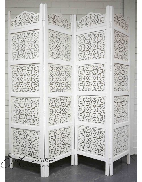 Shabby Chic Hand Carved IndianTimber Screen