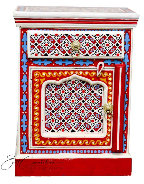 Moroccan Hand Painted  Multi Color Boho Bedside
