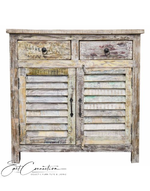 Shabby Chic Timber Reclaimed Shutter Sideboard Cabinet