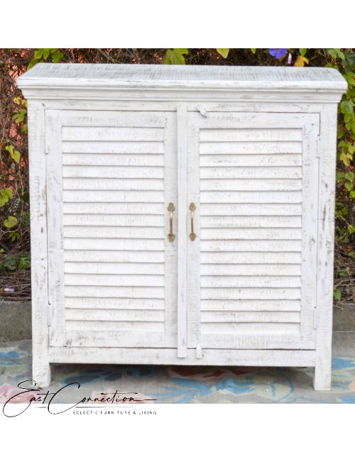 White Shabby Chic Reclaimed Shutter Sideboard Cabinet