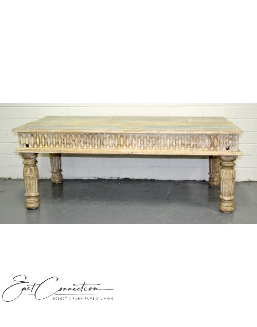 Hand Carved Shabby Chic Coffee Table