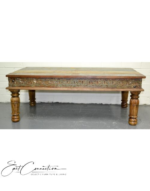 Recycled Timber Hand Carved Coffee Table