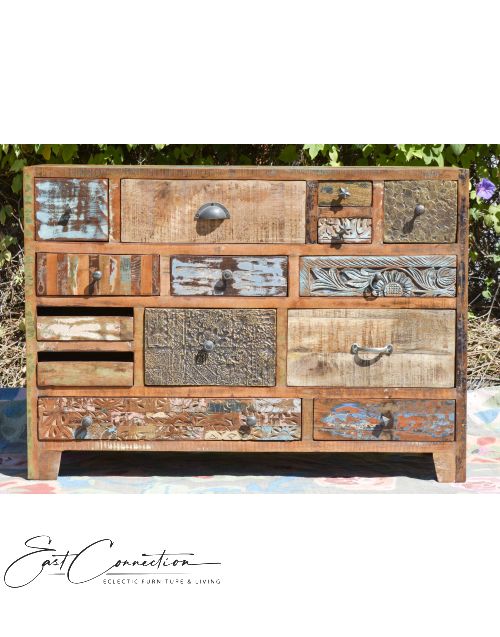 Vintage Recycled Timber Multi-drawer Sideboard