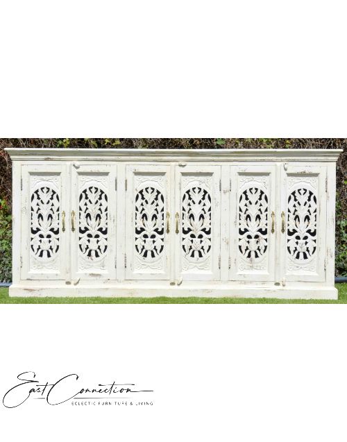 White Shabby Chic Painted French Country Long Sideboard