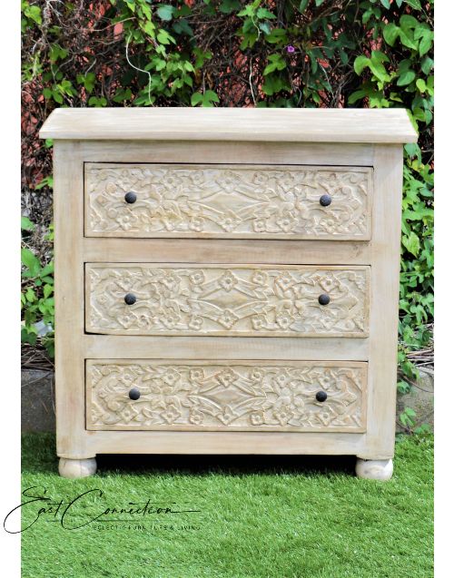 Shabby Chic Hand Carved Floral Drawer Unit