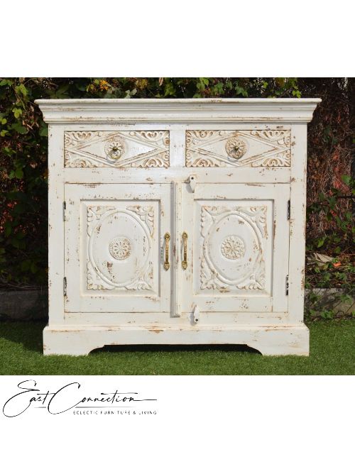 White French Provincial Hand Carved Shabby Chic Timber Sideboard Cabinet