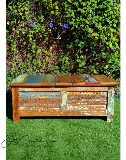 Vintage Recycled Timber Blanket Box Storage Table