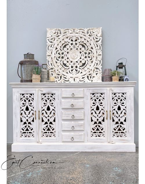 White Shabby Chic Painted French Country Sideboard