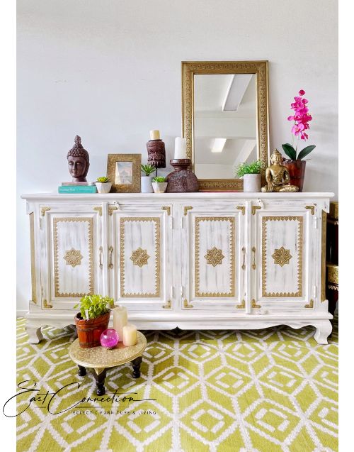 White French Shabby Chic Brass Fitted Sideboard