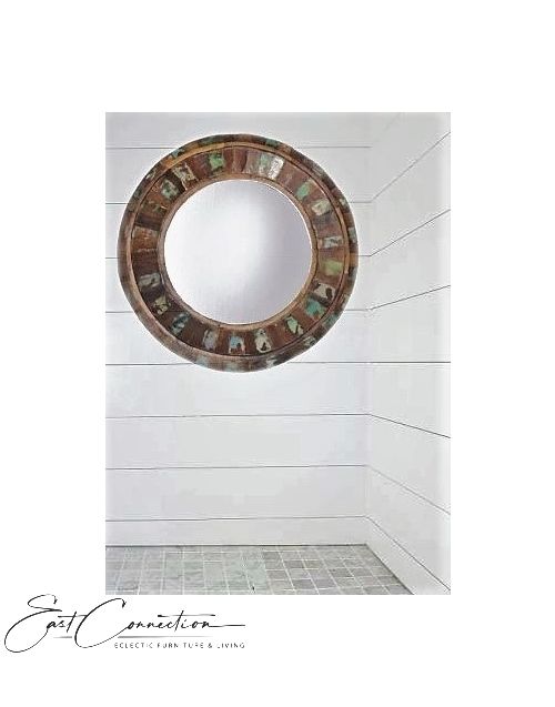 Reclaimed Timber Frame Round Wall Mirror