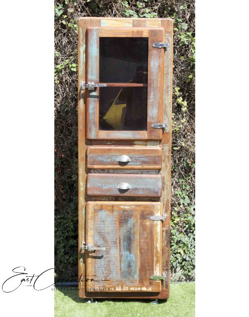Reclaimed Timber Retro Industrial Display Cabinet