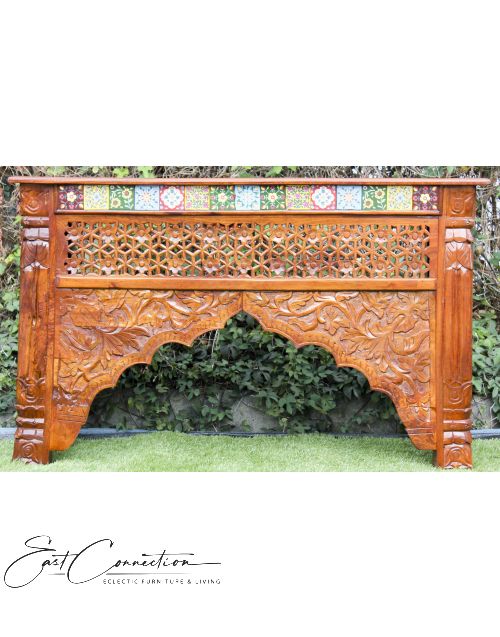 Hand Carved Moroccan Tile Console Table