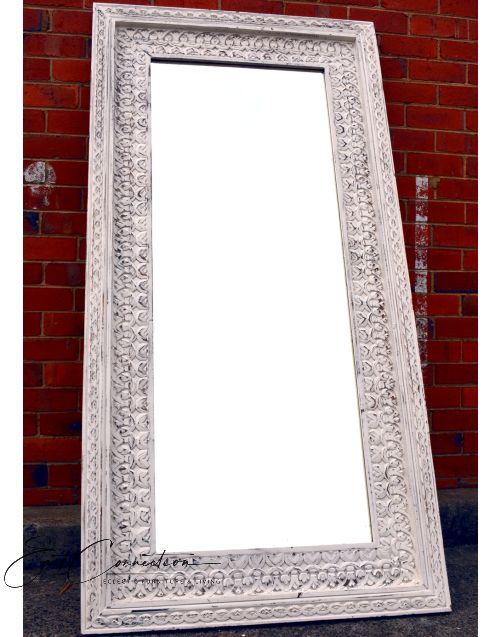 White Hand Carved Shabby Chic Large Wall Mirror