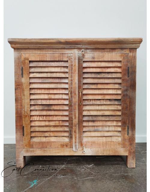 Distressed Timber Shabby Chic Shutter Sideboard Cabinet