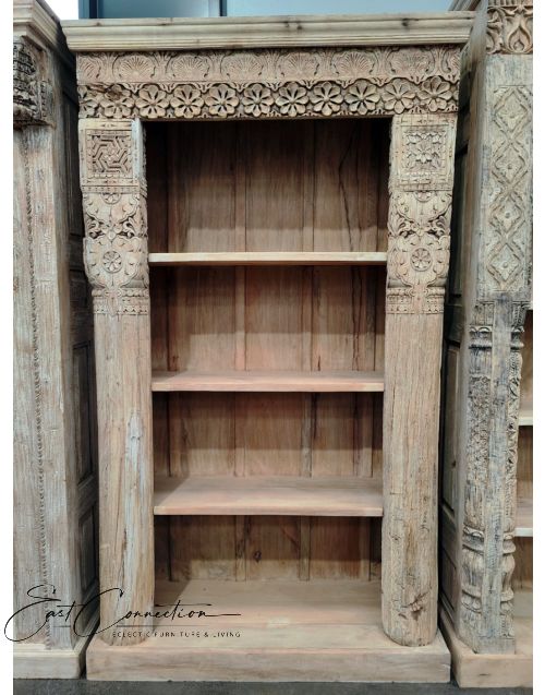 Reclaimed Timber Antique Carved Shabby Chic Bookshelf