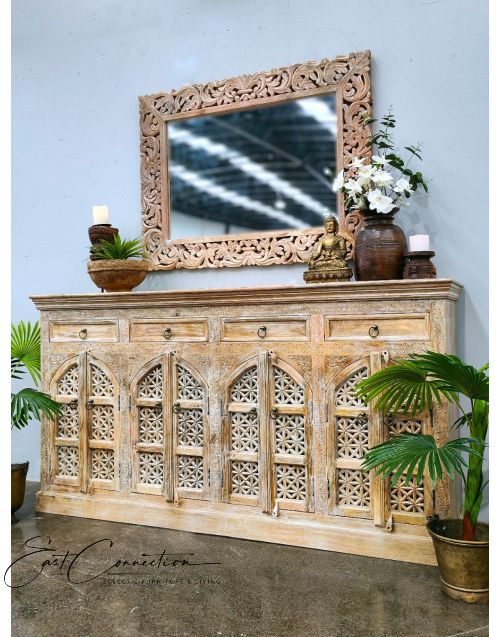 Handcarved French Provincial Shabby Chic Arched door Sideboard