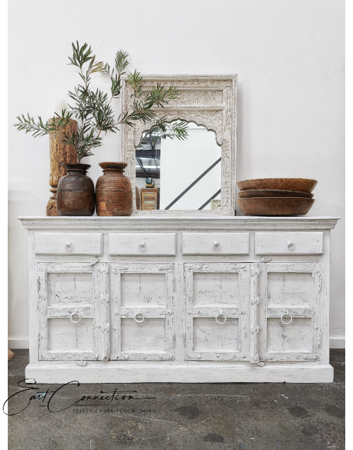 Rustic white reclaimed antique timber doors sideboard