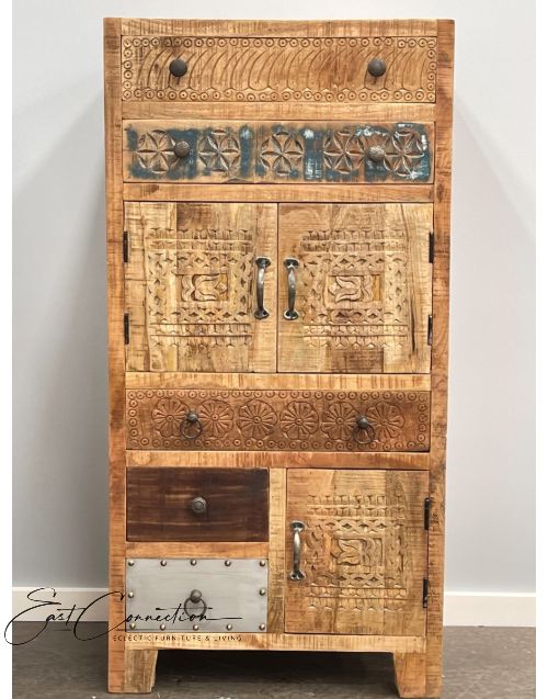 Vintage Scandinavian Multi-Drawer Timber Tallboy Storage Unit