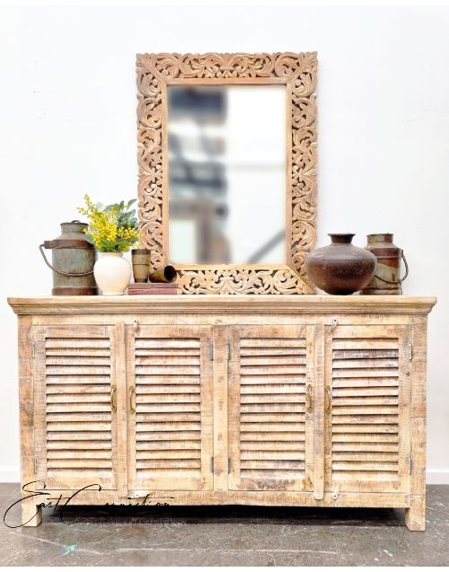 Distressed Timber Shabby Chic Shutter Buffet Sideboard 