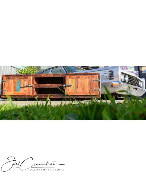 Recycled Timber Retro Industrial Entertainment TV Unit