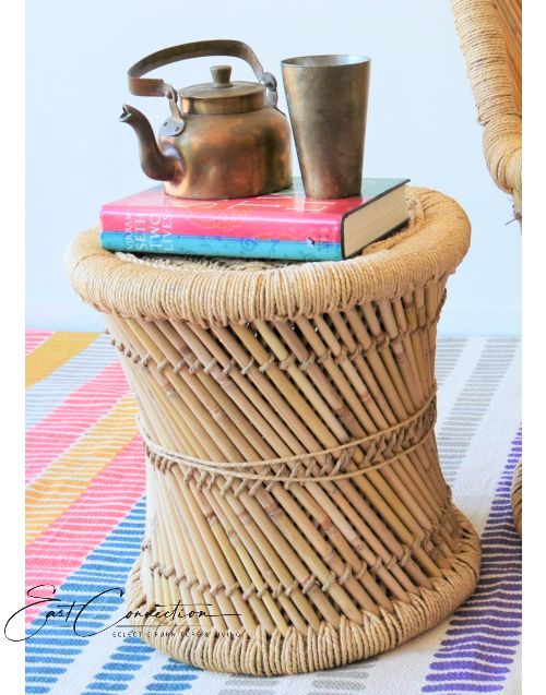 Woven Jute Cane Mudda Stool