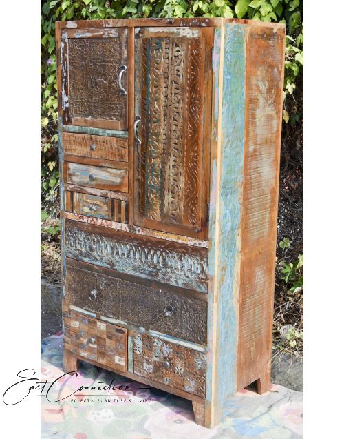 Recycled Timber Vintage Multi Drawer Tall Dresser