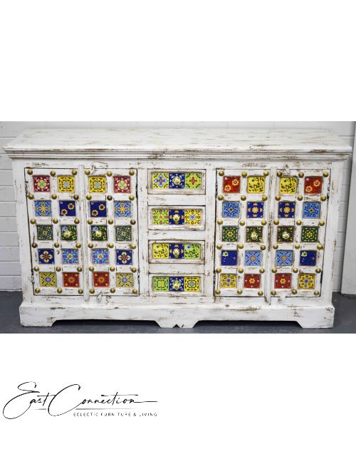 Moroccan Ceramic Tile Shabby Chic Indian Country Sideboard