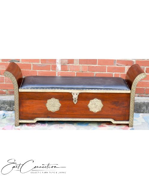 Indian Brass Fitted Leather Roman Seat