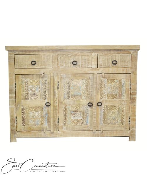 Hand Carved Shabby Chic Sideboard
