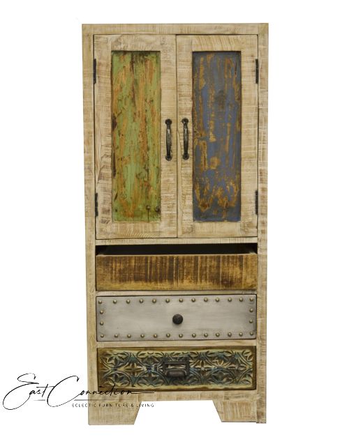 Whitewashed Timber Vintage Tallboy