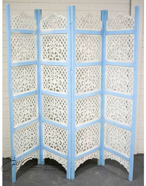 Indian Shabby Chic Hand Carved Timber Screen